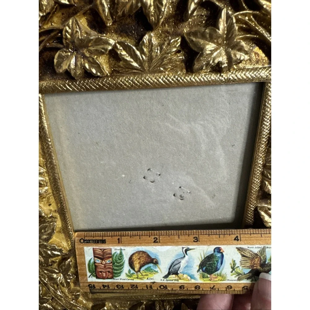 VTG‎ Gold Ornate Cherub Resin Picture Frame 4.25 X 6.25